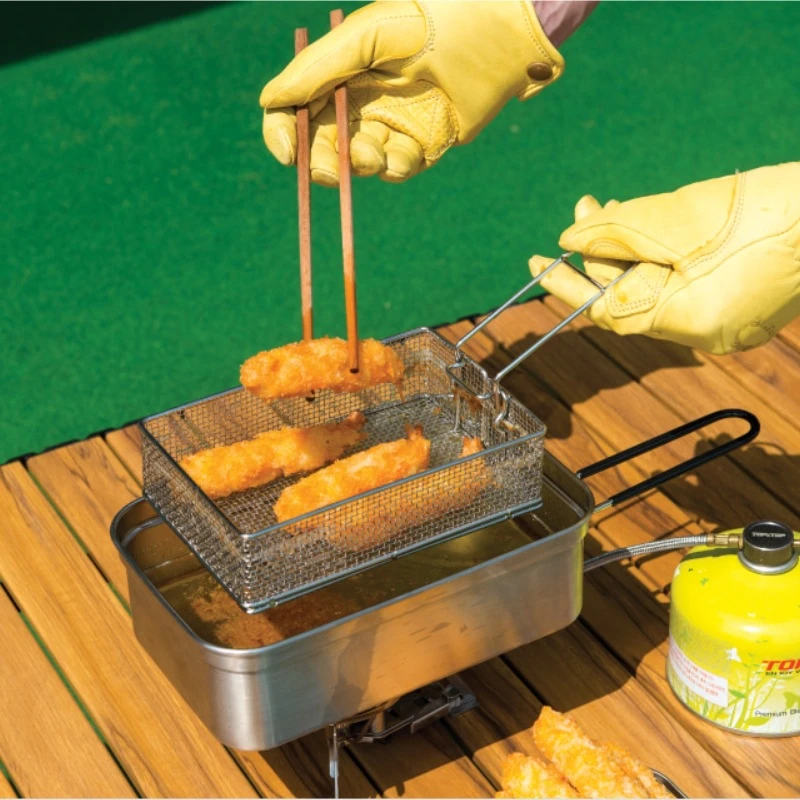 户外饭盒专用折叠便携不锈钢炸篮过滤网筛超密炸网煮面捞面沥水篮