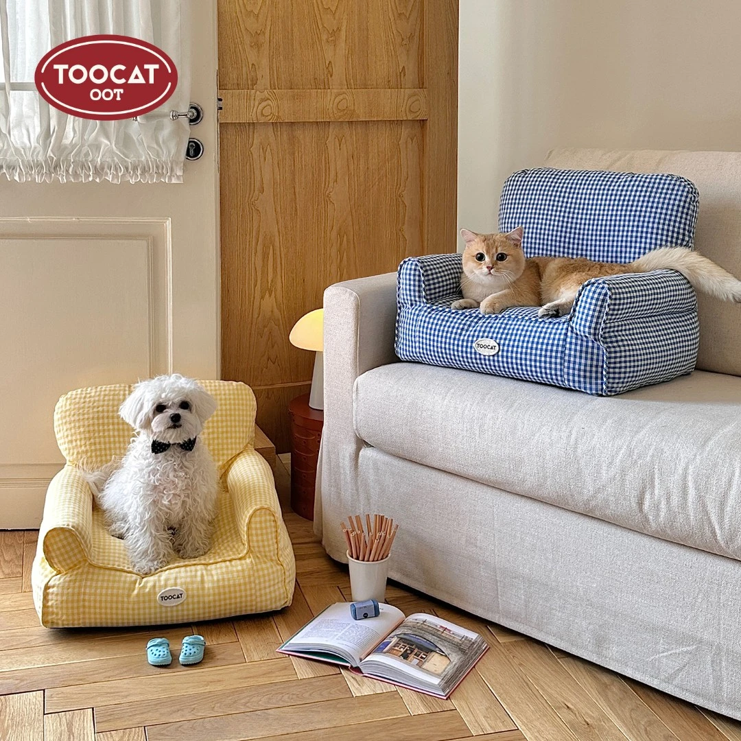 TOOCATOOT韩系ins格子宠物沙发猫窝狗窝四季通用可拆洗布艺宠物窝