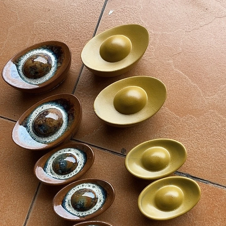 晶***猫茶盏建盏元宝十个