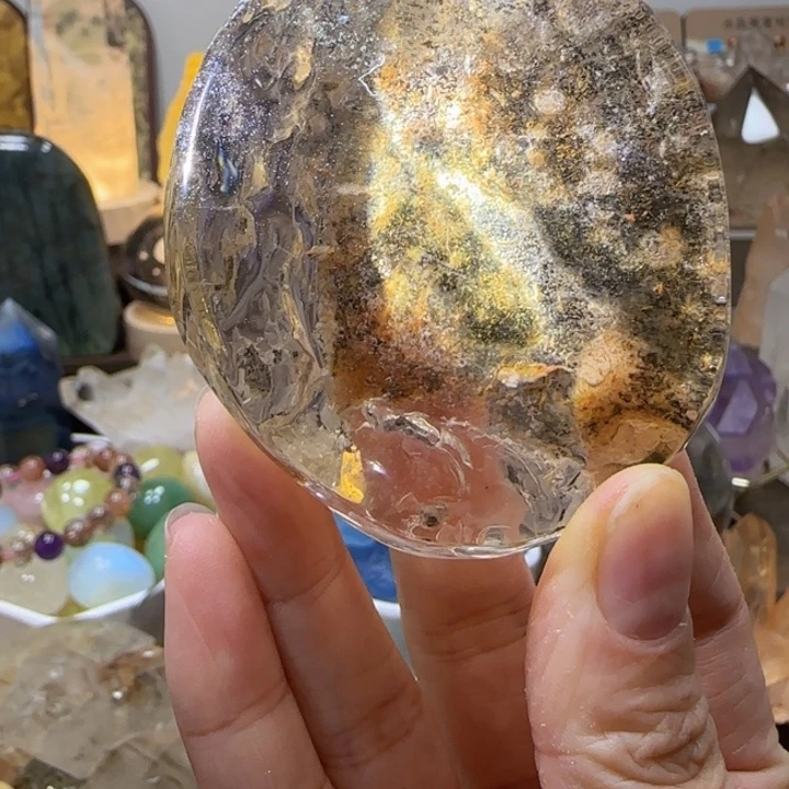 车挂未镶嵌水晶水冲石净体手握镜中花