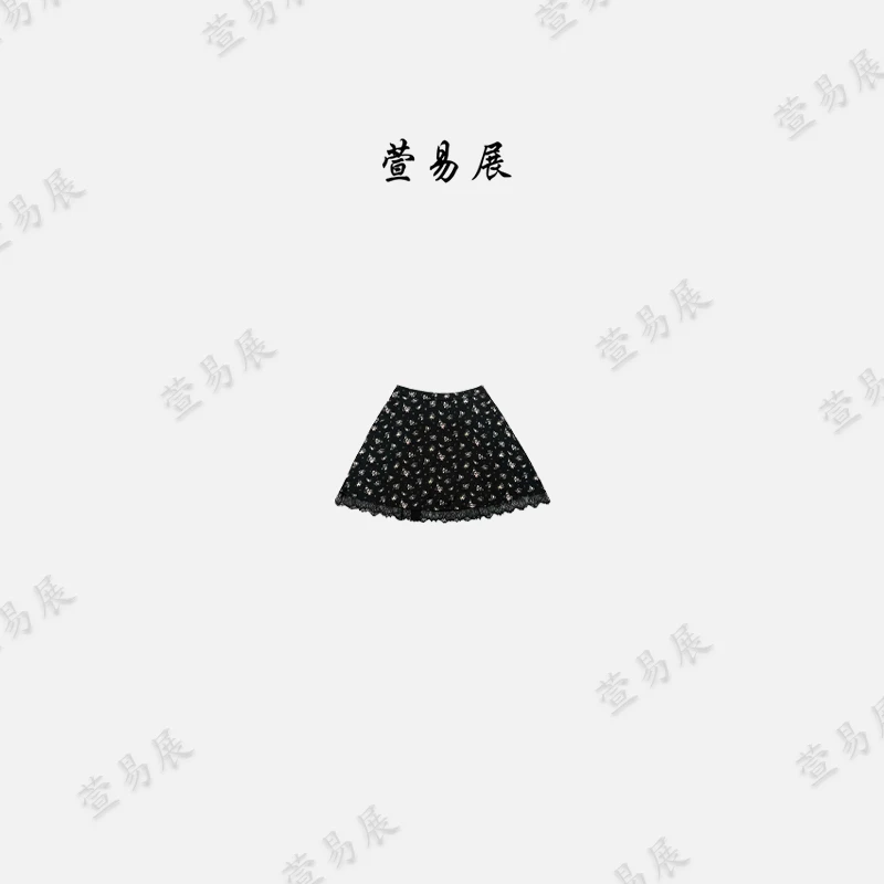 萱易展-时尚百搭显瘦蕾丝饰边碎花短裙-QZ7725