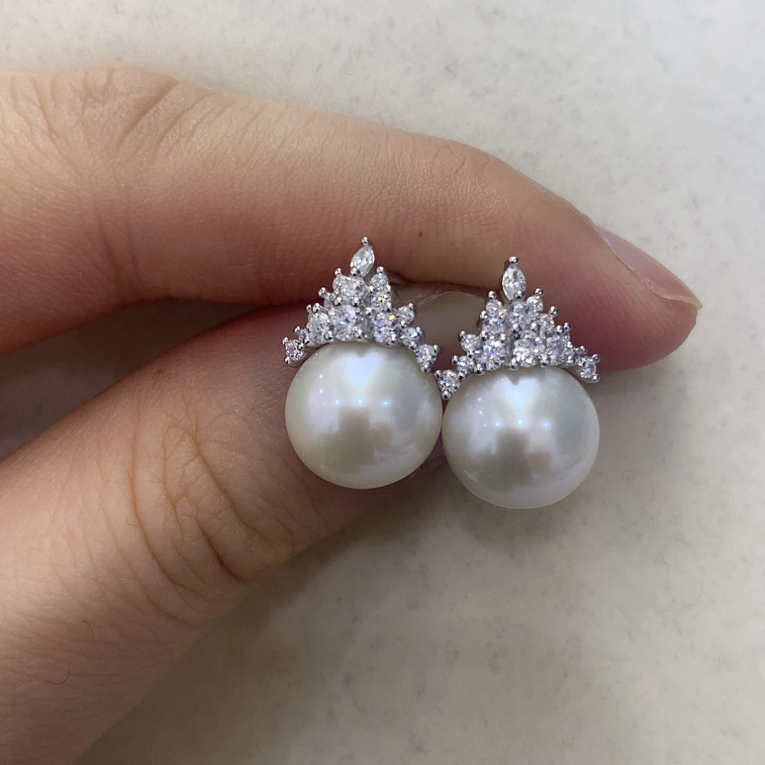 淡水珍珠耳饰银S925镶嵌