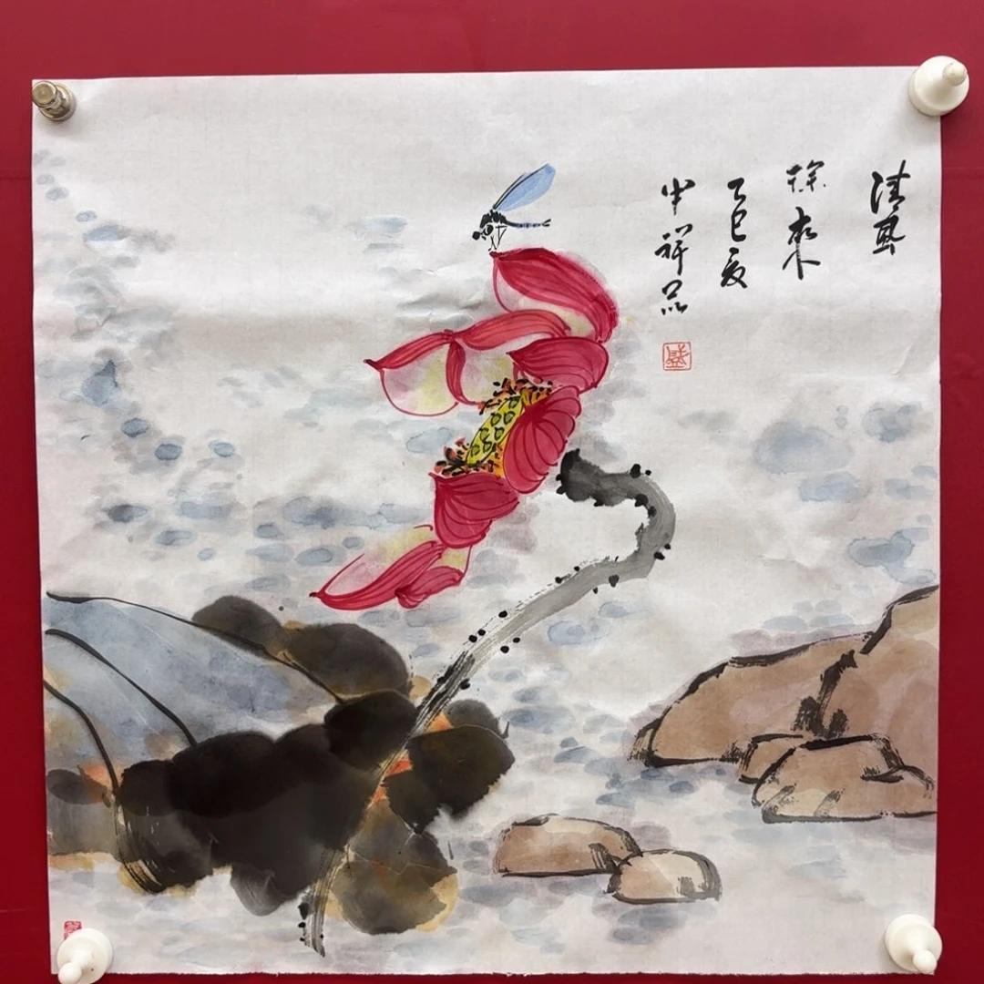 国画盛祥昆手绘荷花图