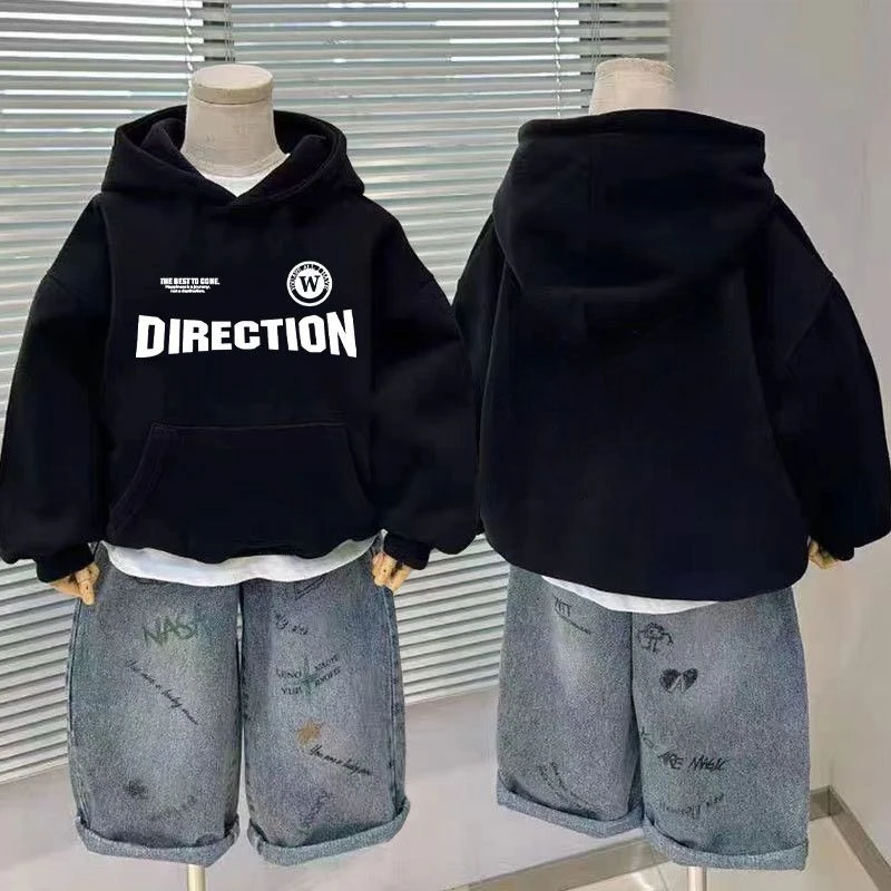 男童秋款连帽卫衣2025新款儿童秋季帽衫中大童男孩休闲上衣时髦潮