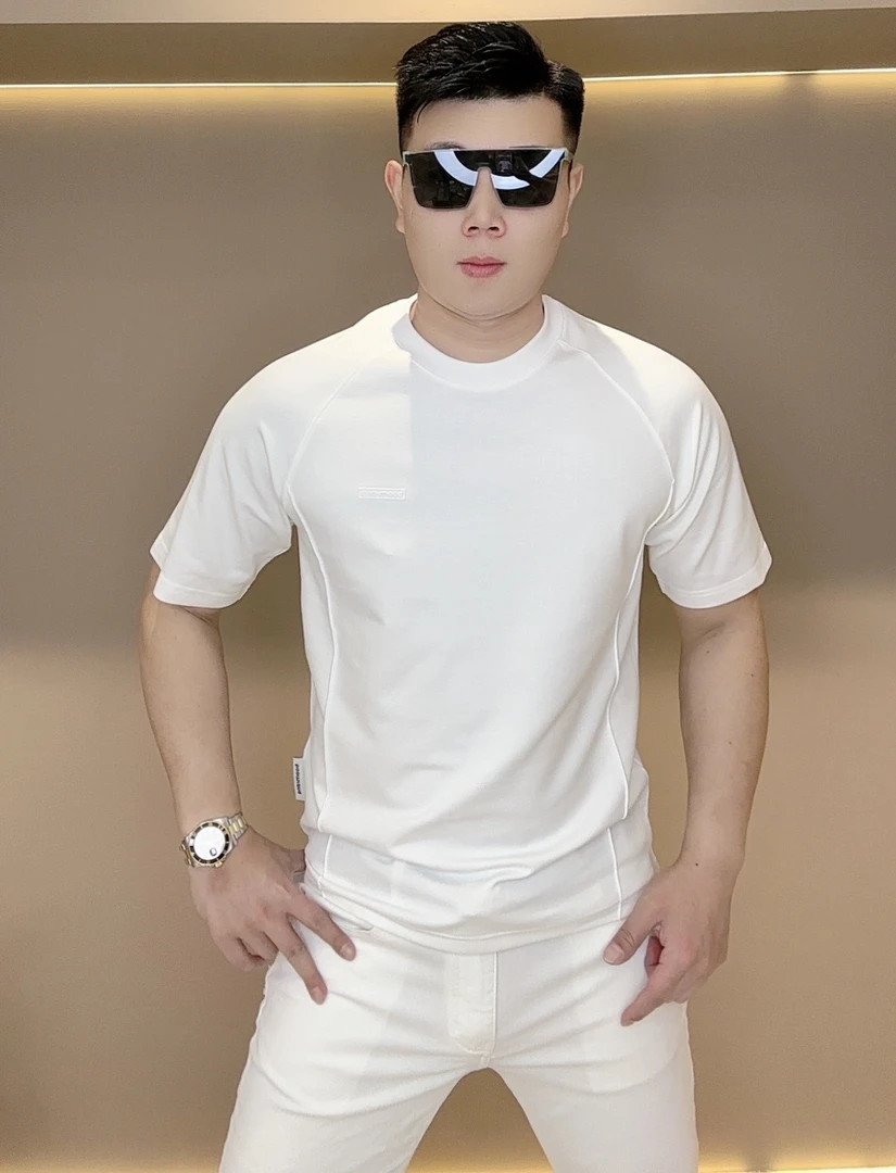 男士时尚个性新款弹力修身短袖T恤 87728