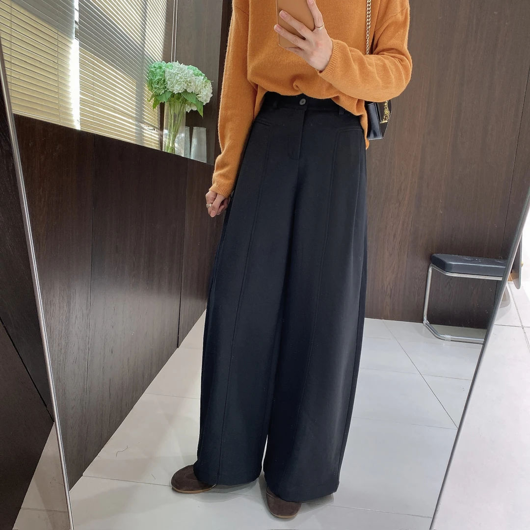 IMFLY金小金自制女装 休闲裤DYK2835韩系松弛感宽松弯刀阔腿裤