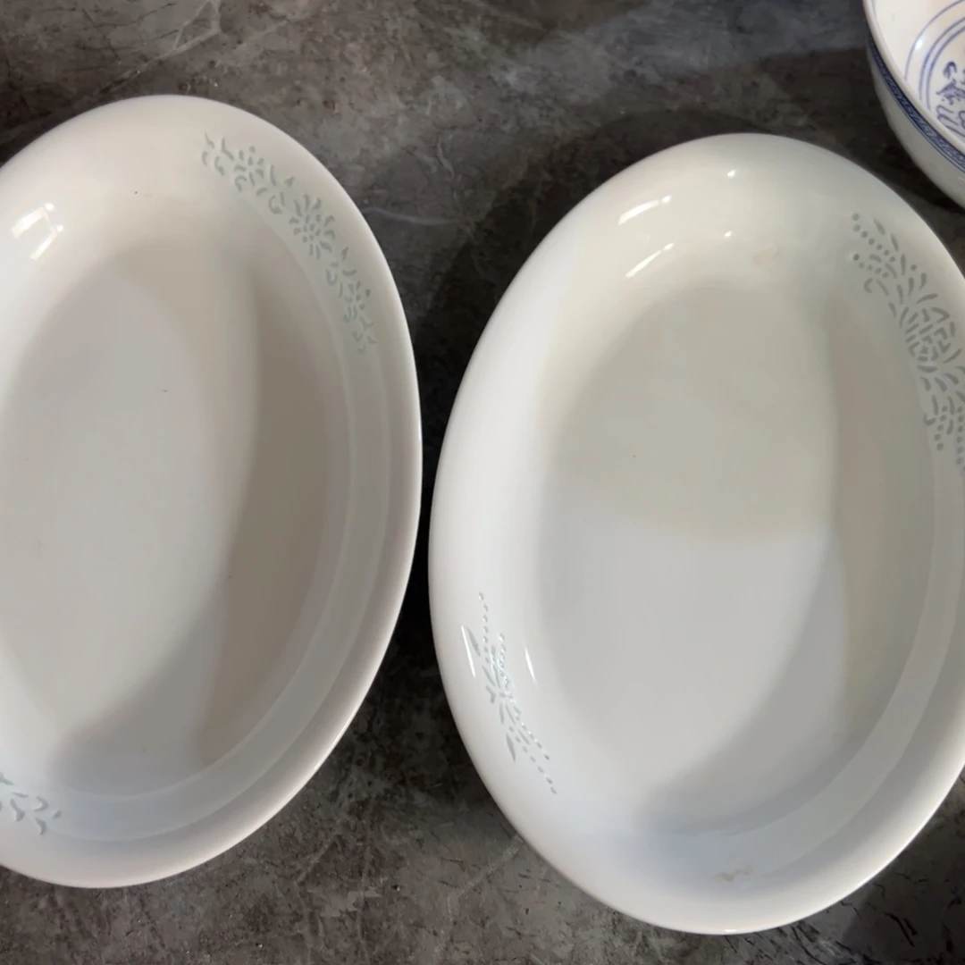 碗纯白雕刻12寸鱼盘两个各一个