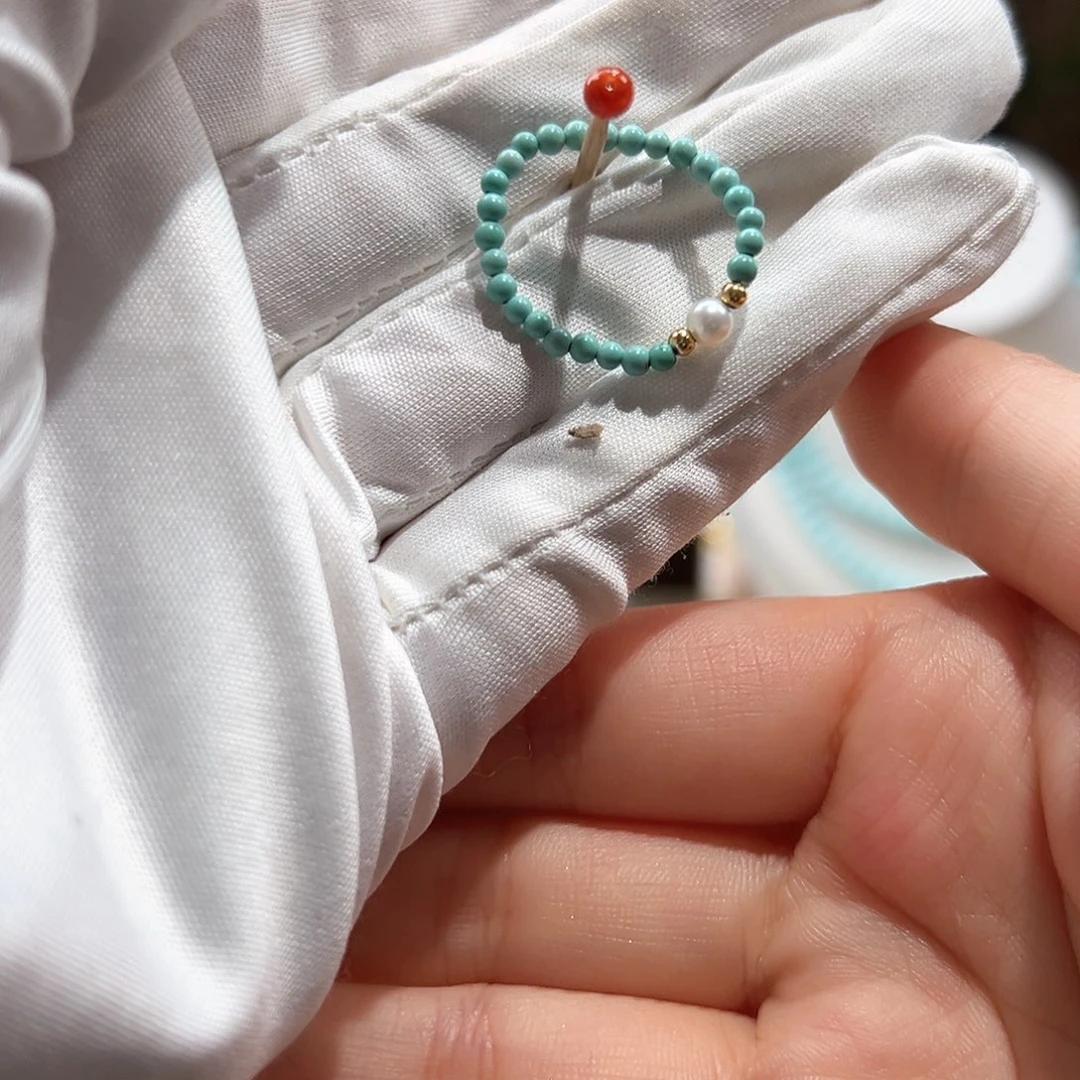 南红玛瑙未镶嵌01小米珠戒圈卡2+