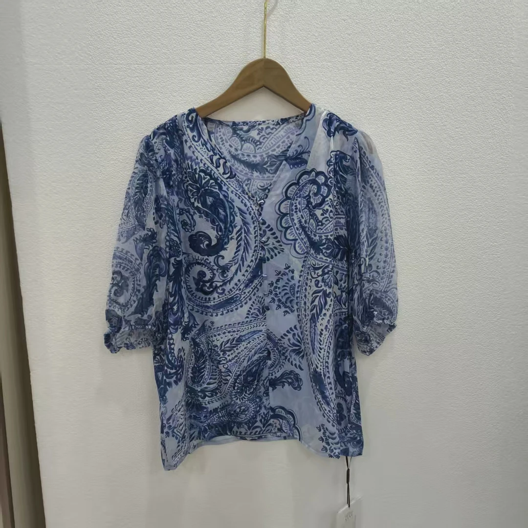 100桑蚕丝真丝双绉上衣E596