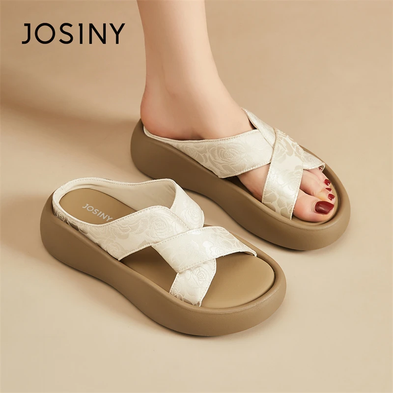 卓诗尼厚底拖鞋女夏外穿2025夏季新款冰丝软底舒适踩屎感沙滩凉拖