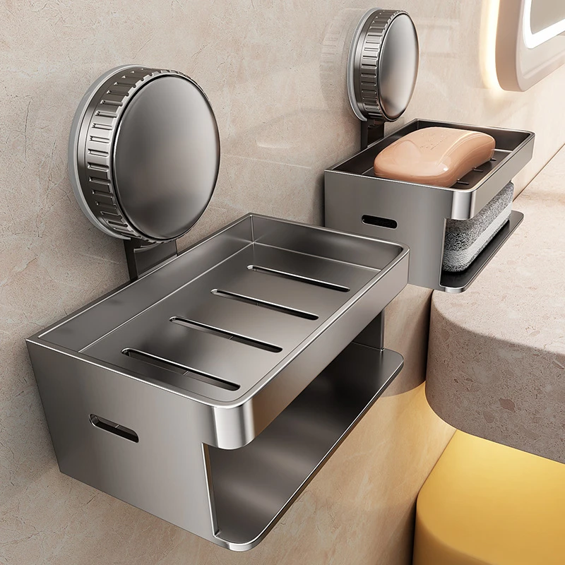 浴室香皂盒壁挂式太空铝卫生间置物架香皂沥水盒香皂架