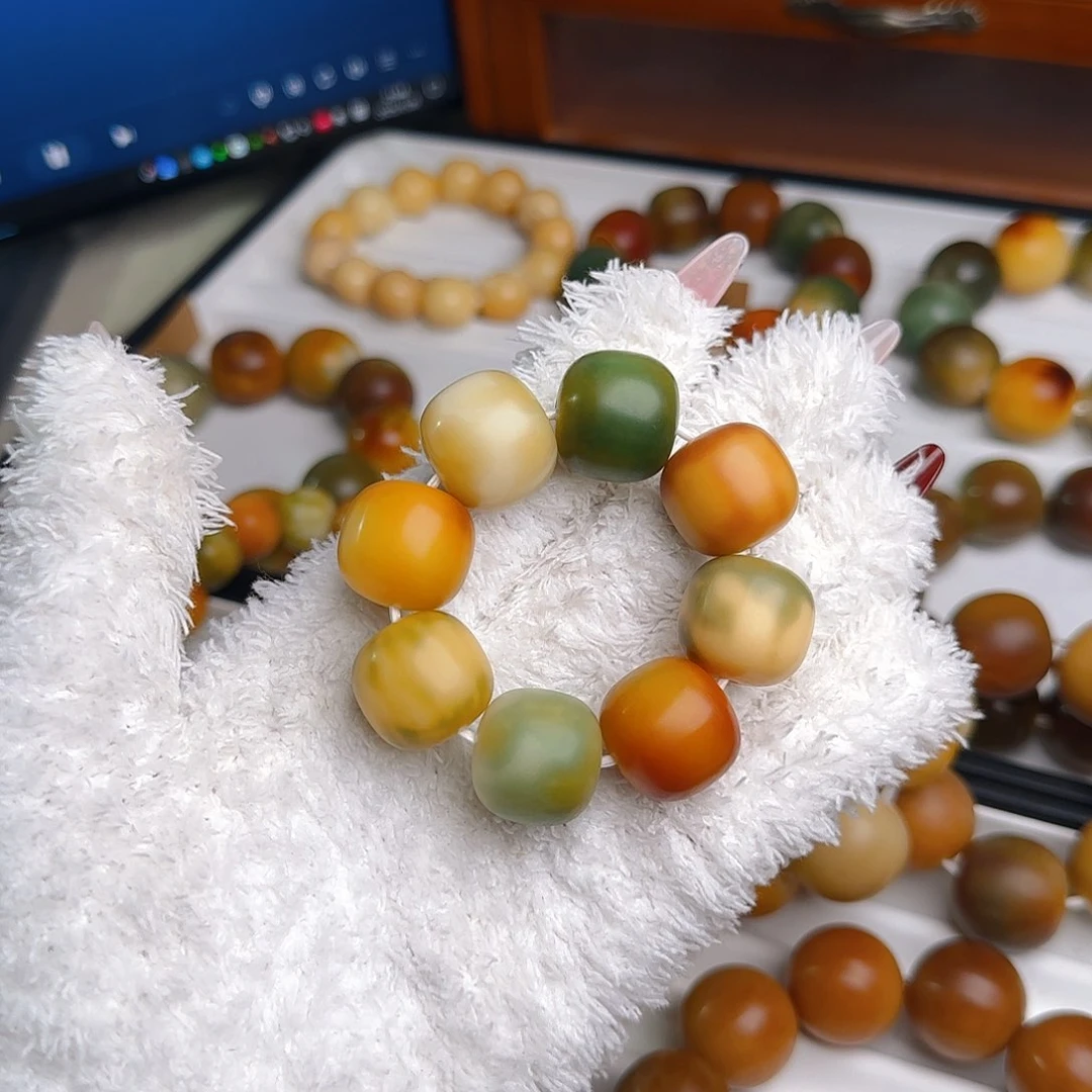 菩提根/象牙果手串卡19干磨手捻微微瑕