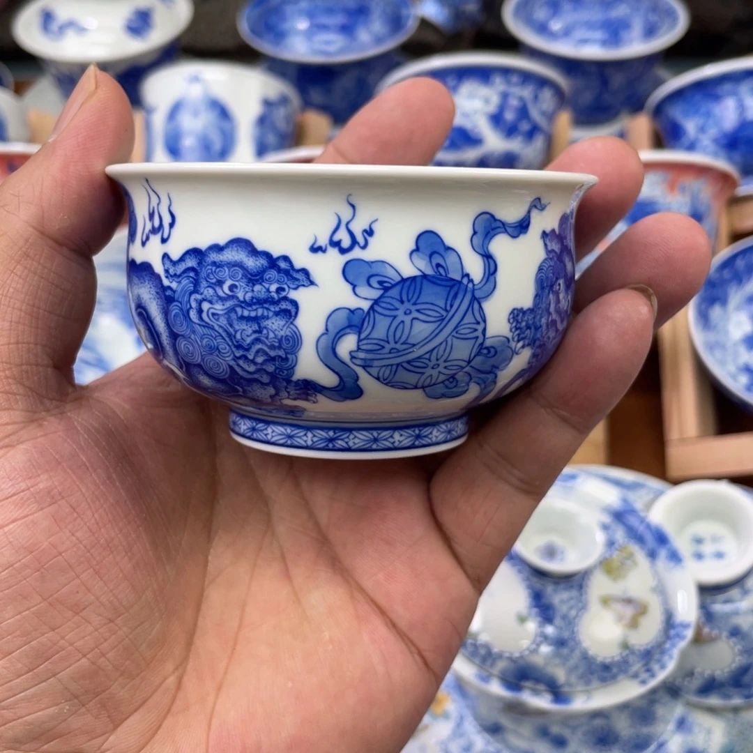 陶月楼  柴窑  双狮滚绣球
