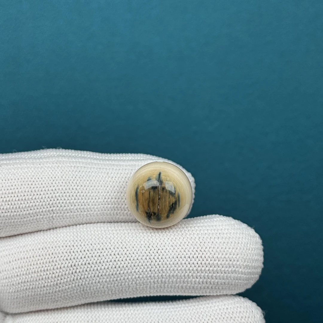 K22-55天然猛犸牙 蓝眼睛圆珠16mm支持复检假一罚十