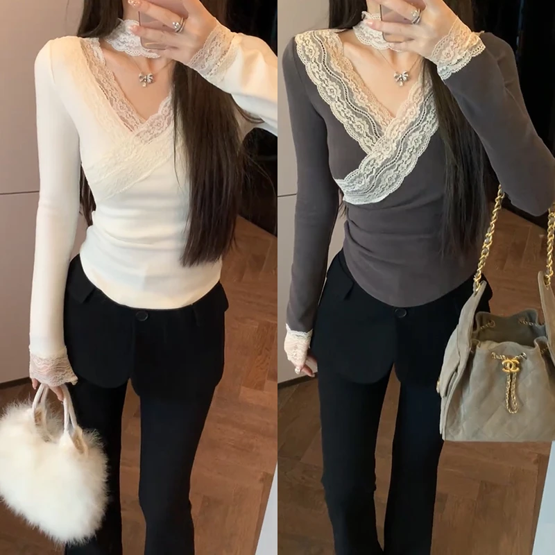 【mimius】&七七 纯欲风蕾丝拼接打底衫 汉服()F12240