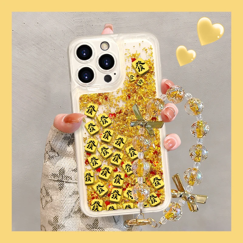 适用于苹果16/oppo华为vivo新款麻将手机壳网红流行创意个性流沙