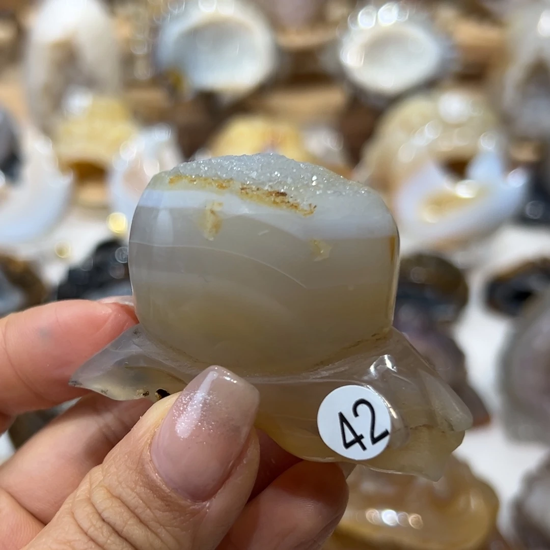 玛瑙/玉髓足铂镶嵌摆件