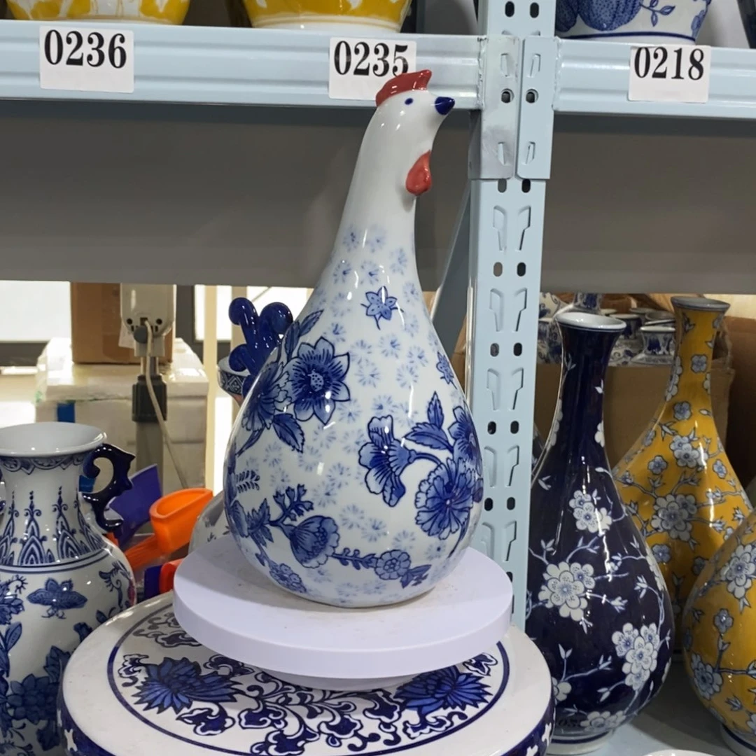 瓶公鸡摆件花瓶摆件