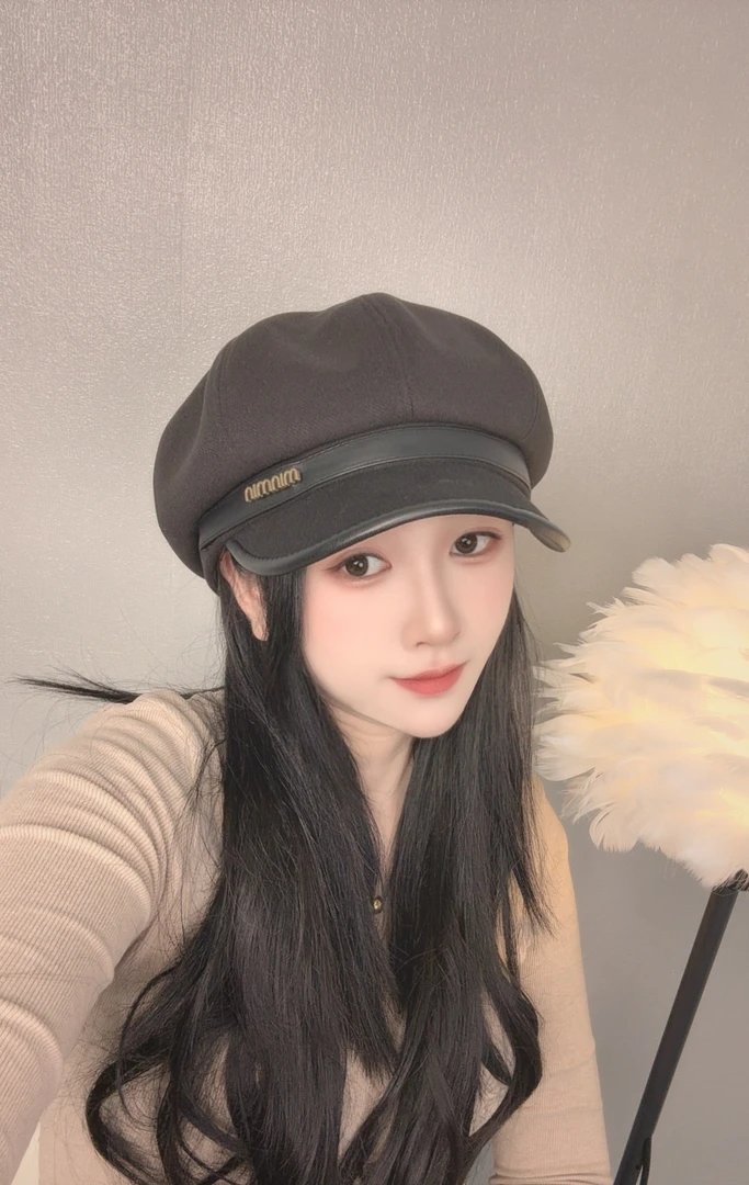 女款秋冬显脸小毛呢帽贝雷帽画家复古帽子时尚毛呢八角帽