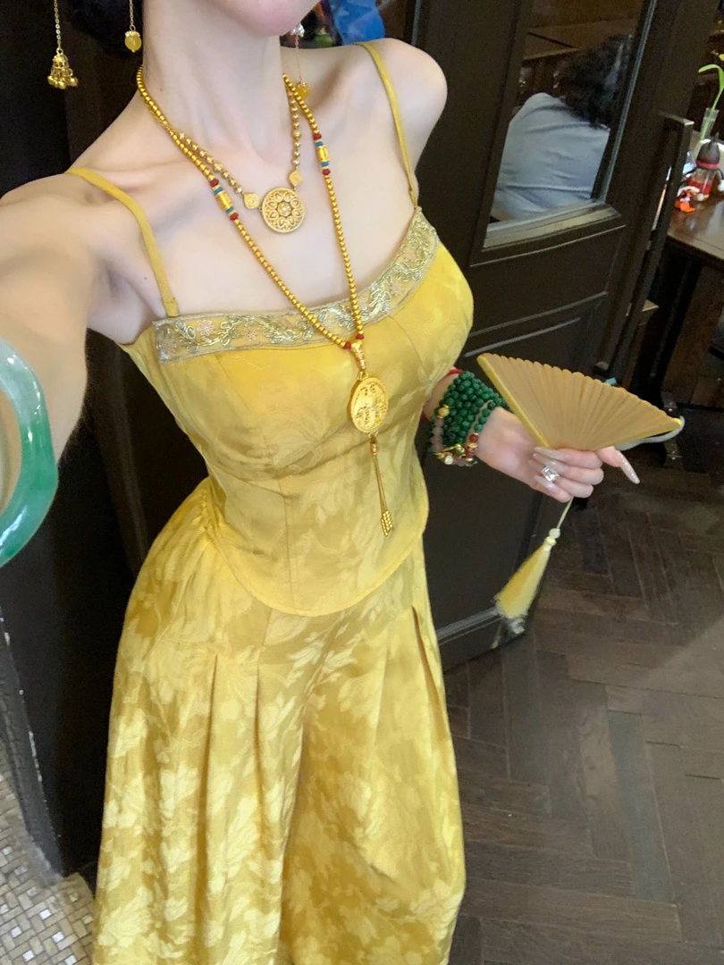 【雅乔定制】金叶木兰 暗纹提花新中式国风亚麻套装DYZY-25037563
