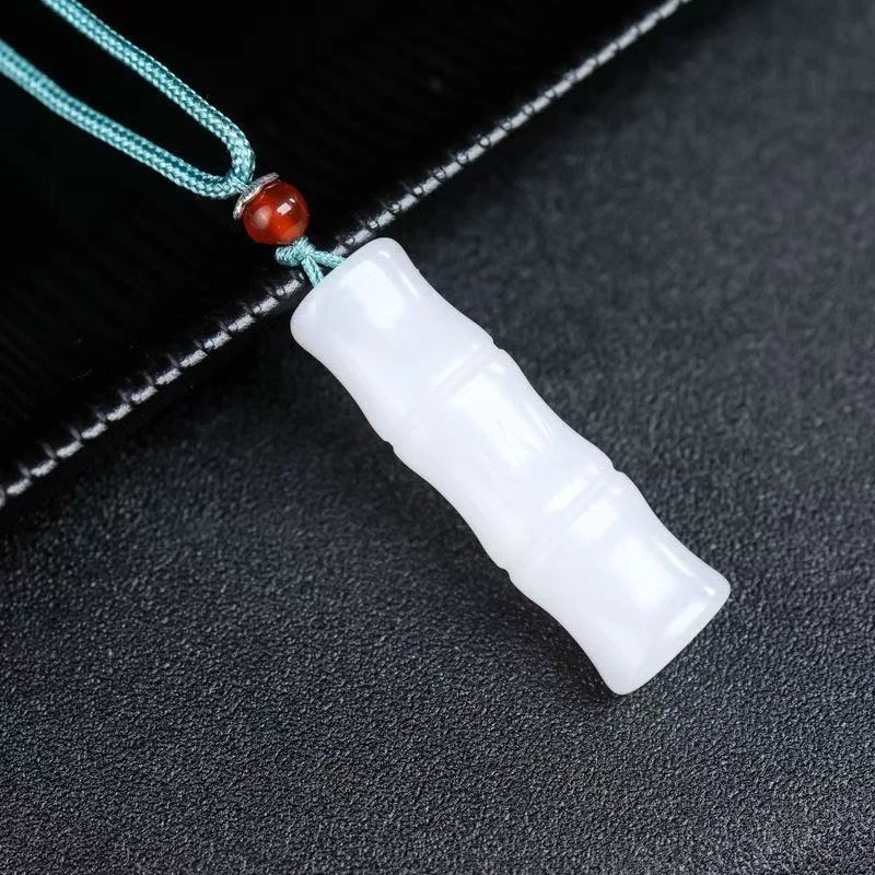 白色玉石竹节吊坠 210