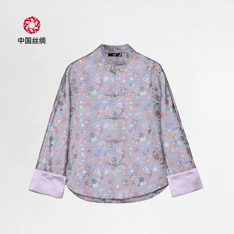 中国丝绸宋锦【八宝鱼化龙45】原创国风新中式高端女款上衣网红款