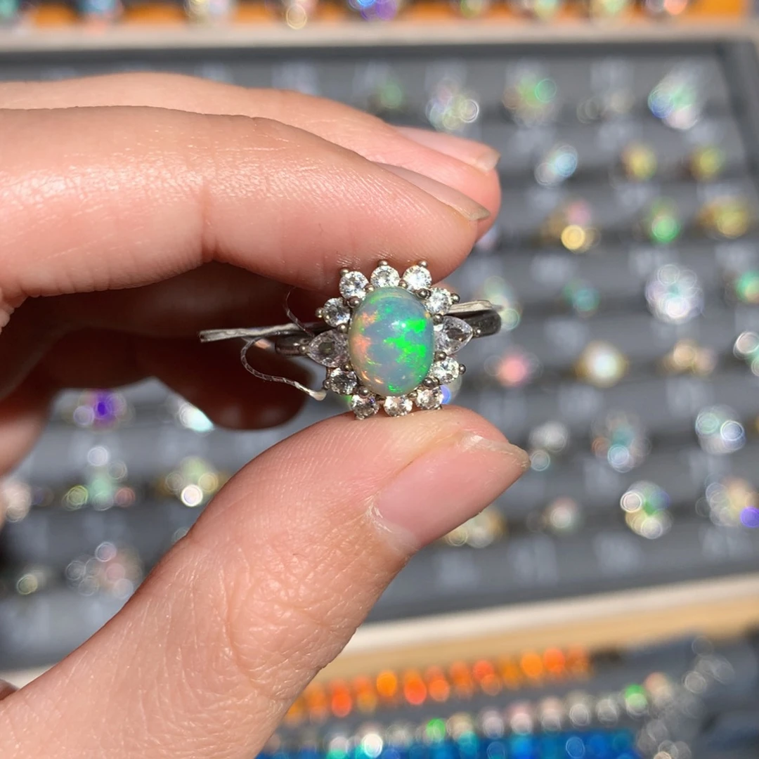 银S925镶嵌欧泊欧泊戒指y