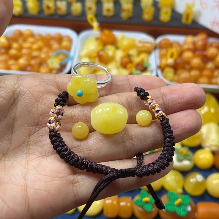 琥珀未镶嵌裸石开孔定制编制不退换