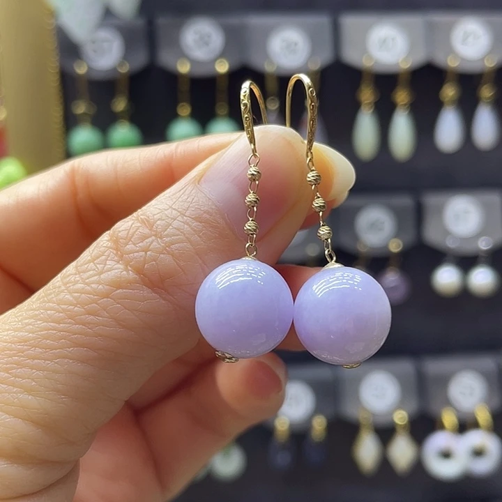 翡翠18K金镶嵌耳饰