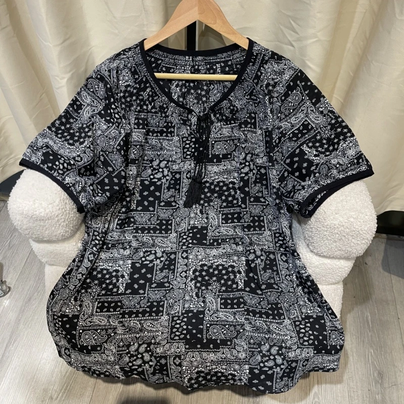 PWD33123【现货仅上衣】（冰感夏花）波西米亚风宽松显瘦上衣【衣长72】