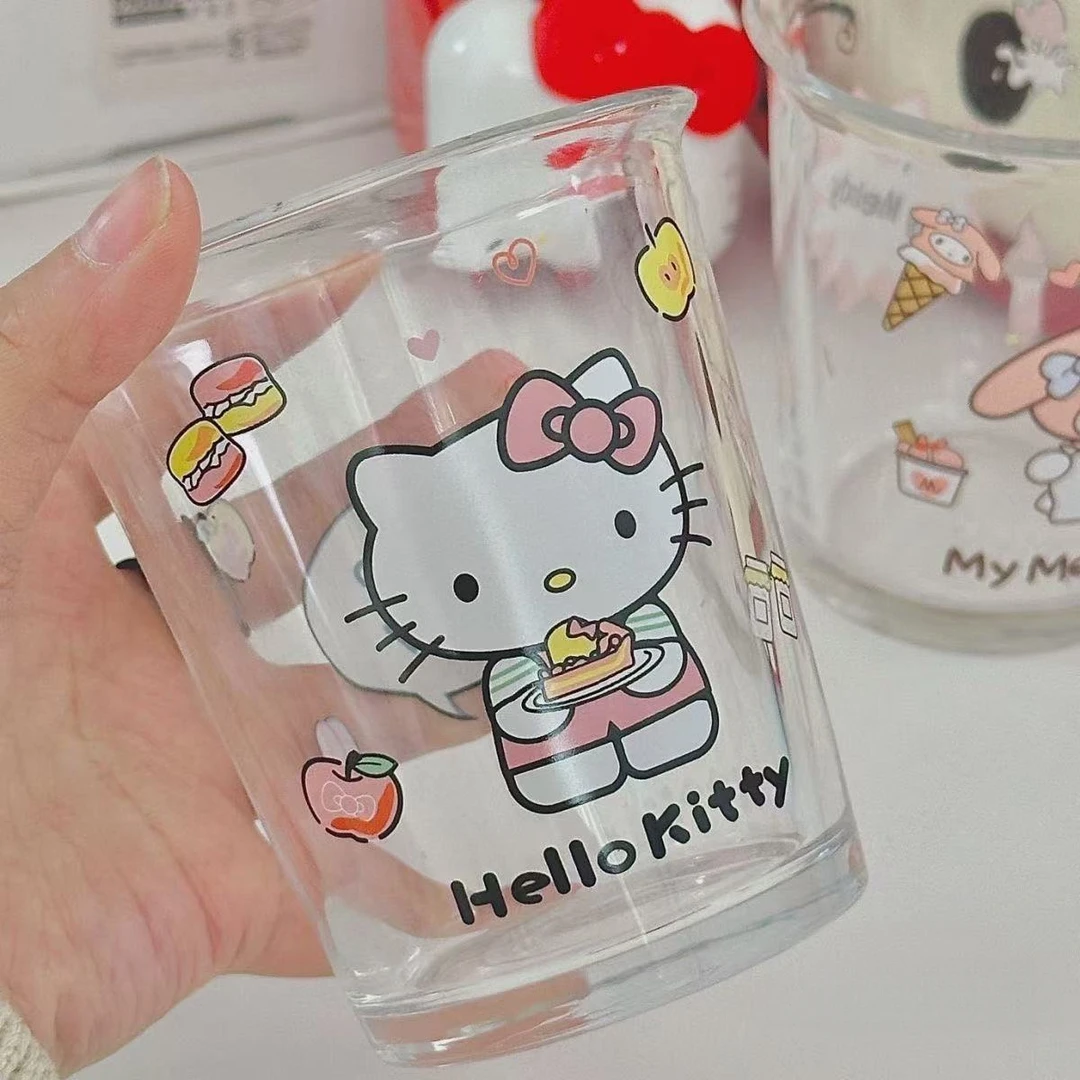 kt猫玻璃杯子女生可爱家用高颜值咖啡果汁牛奶饮料杯办公室喝水XF