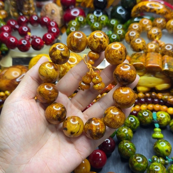 松木琥珀木文玩手串