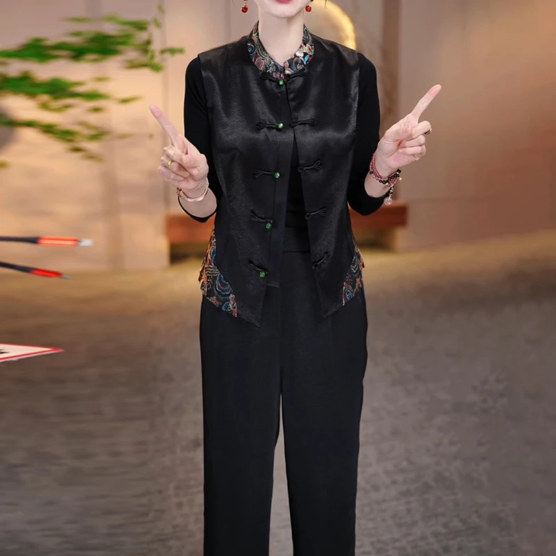 两件套马甲2025春季新款气质显瘦加大码中长款妈妈装