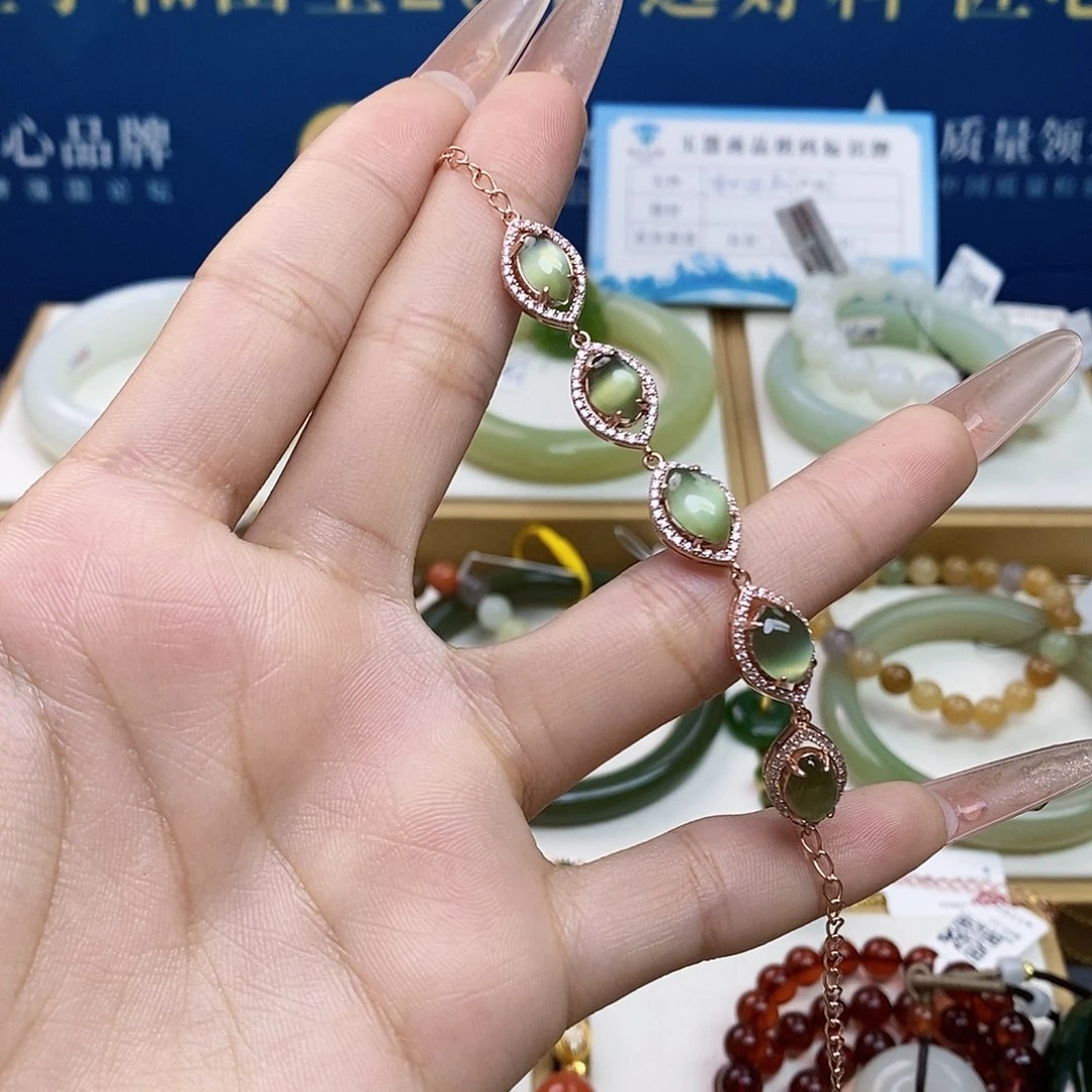 银S925镶嵌手链和田玉sj