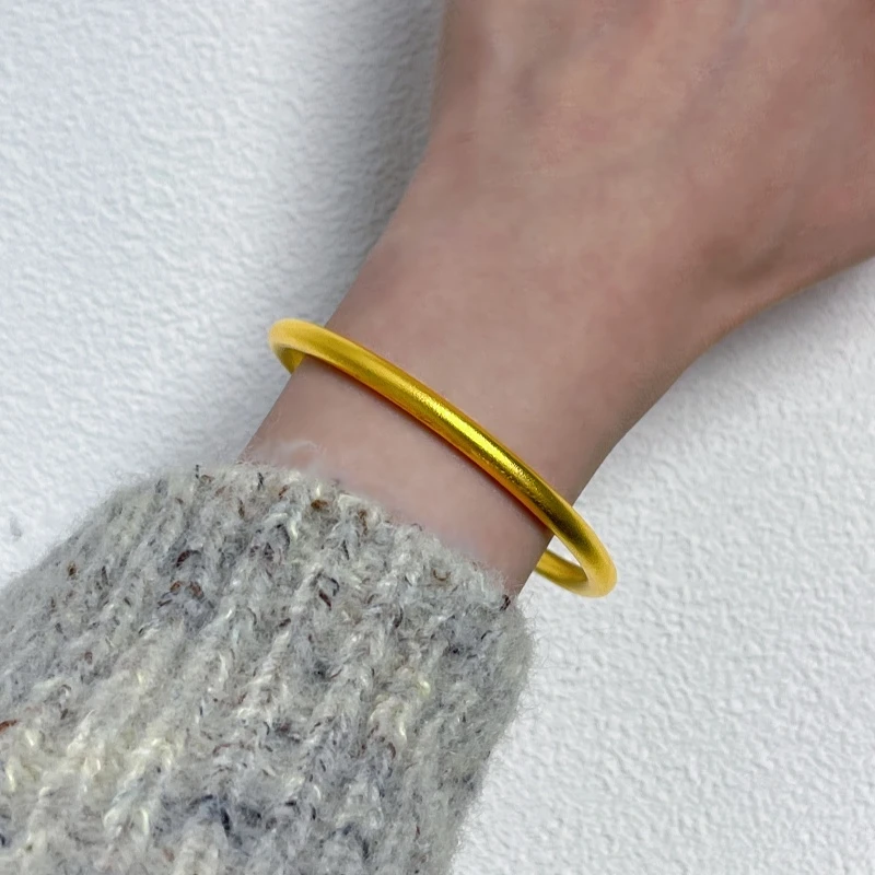 足银手镯 古法素圈手镯百搭实心圆棍手镯传承首饰经典简约送礼