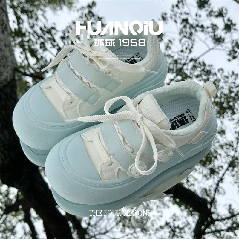 环球校园风大头鞋女款2025秋季新款学生休闲板鞋爆款厚底小白鞋女