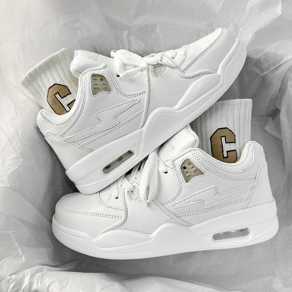 超火ins潮流情侣轻便气垫老爹鞋爆款网红闪电厚底增高小白鞋男鞋