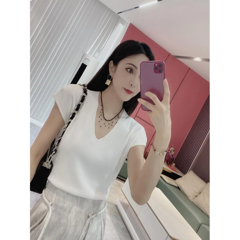 【飞飞袖T】小U领小飞袖针织衫3211