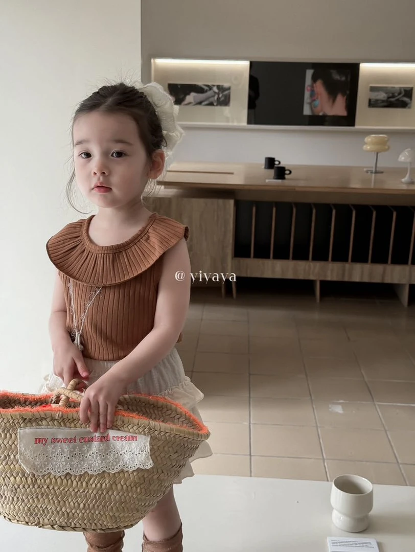 【YIYAYA】25夏~女童荷叶边背心15105咖