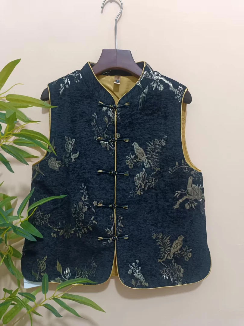 国风复古刺绣马甲女秋冬2025新款新中式女装洋气宽松提花上衣外套