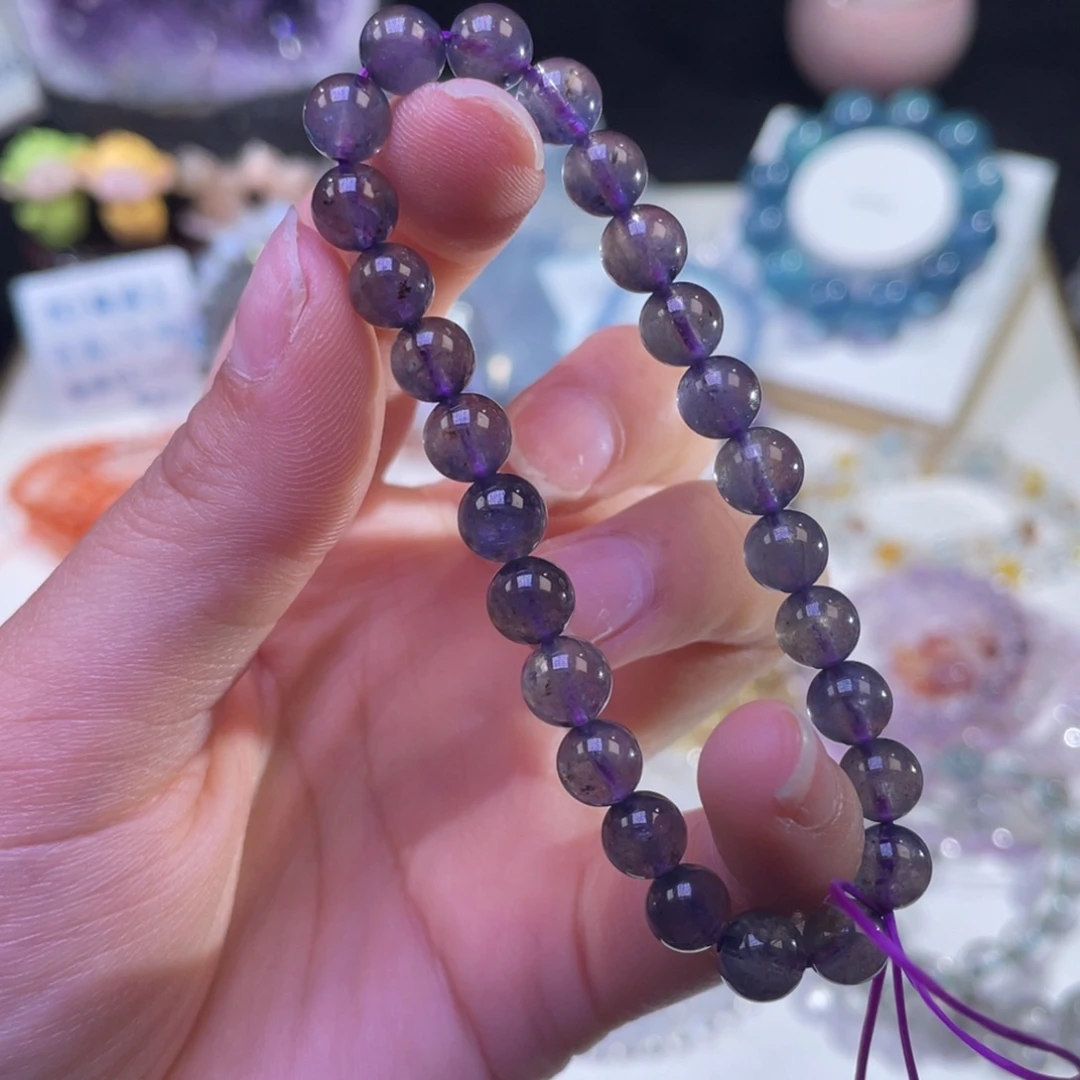 未镶嵌手链水晶透体堇青石7mm