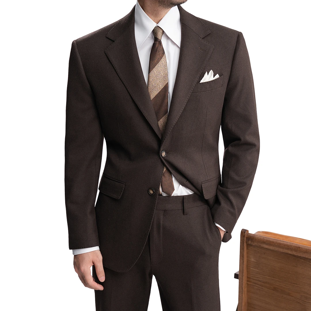 谷巢高定工艺系列设计师款时装版型休闲雅痞型男士西装套装（02）