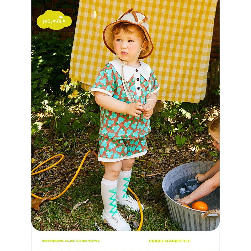 moimoln小云朵童装夏季新款男童T恤短裤两件套儿童夏款套装