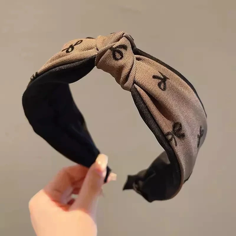 气质黑灰波点蝴蝶结爱心发箍女高颅顶压发头箍发卡头饰2471