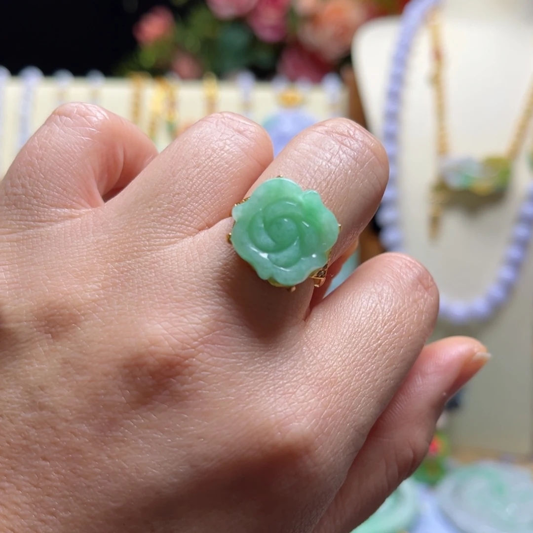 翡翠手链银S925镶嵌天然翡翠戒指