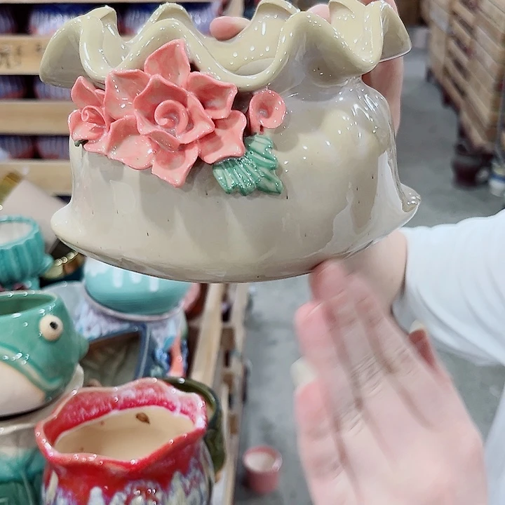 有孔.凑单10元陶瓷花盆发货！