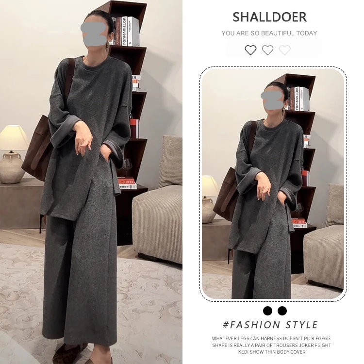 2025早秋新款韩系气质纯色慵懒感时尚大气套装高级感小众女士