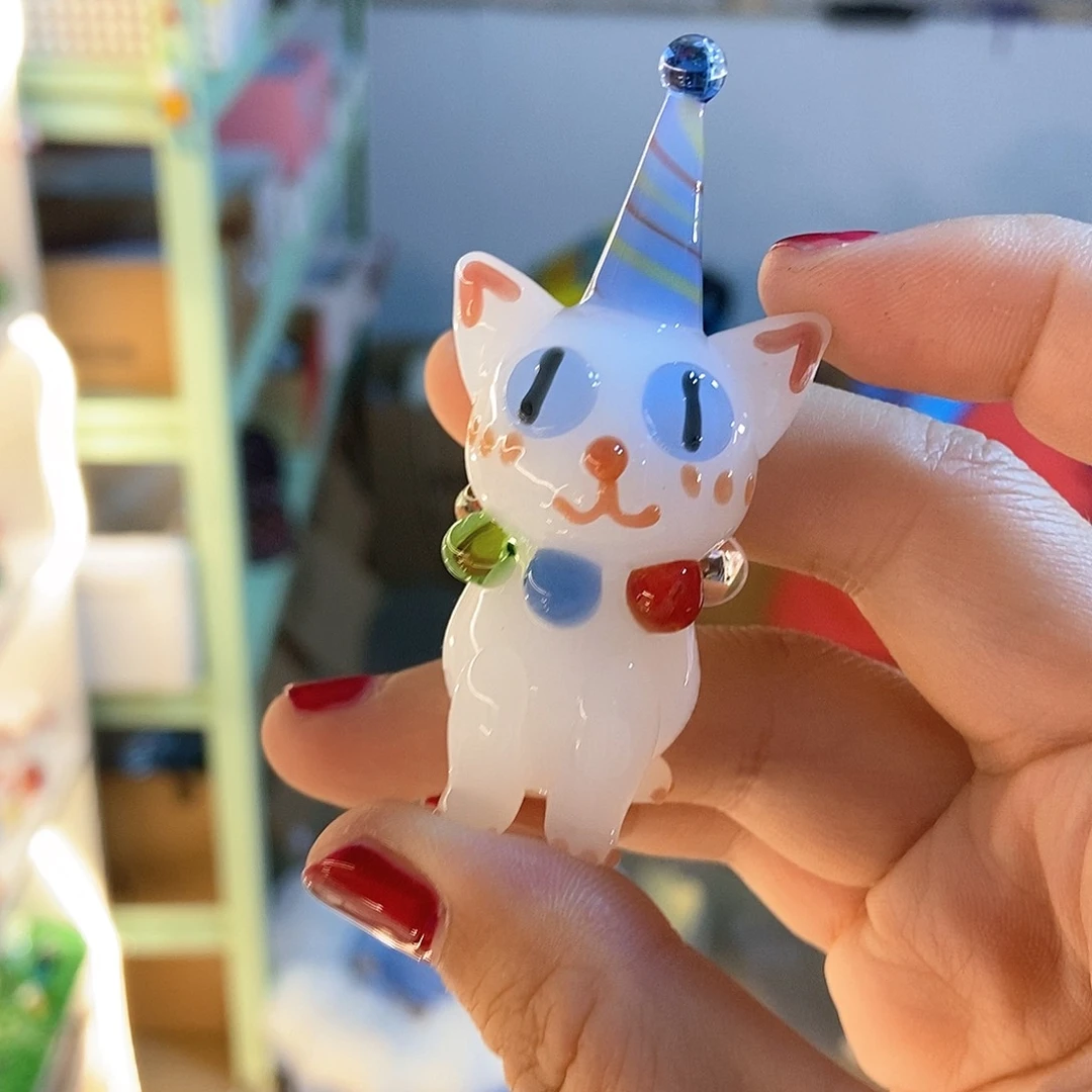 琉璃手工艺品彩珠猫