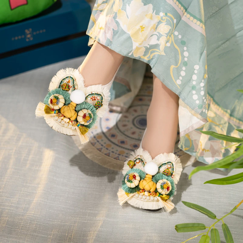 虎头绣花包头拖鞋2025夏新款成人手工虎头鞋复古民族风新中式国风