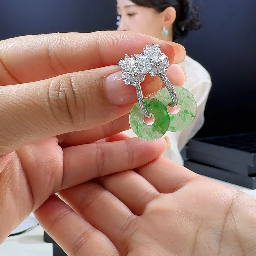 翡翠耳饰18K金镶嵌18k镶嵌